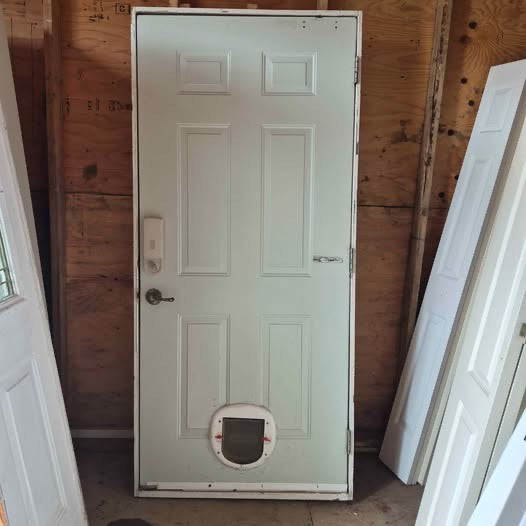 36x80 Exterior Prehung Door – LH Inswing – 2x4 Frame – Steel 6 Panel (Pet Door)